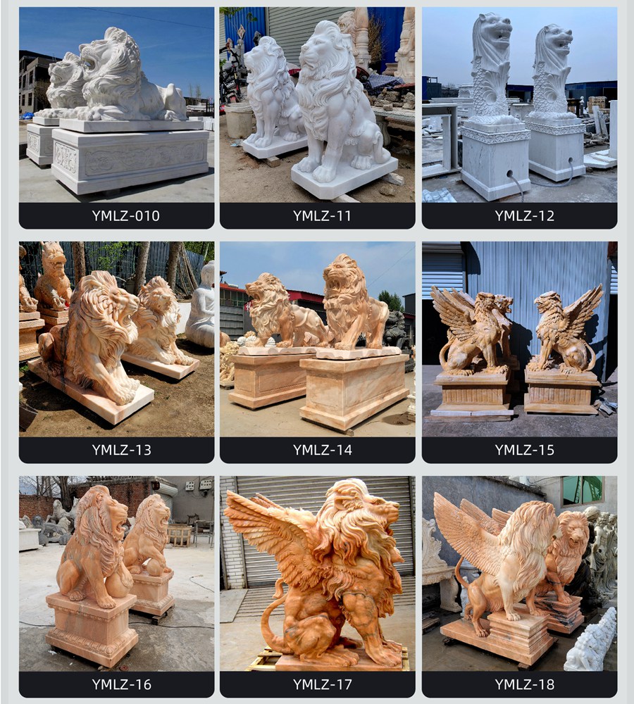 beige marble lion statue (4)