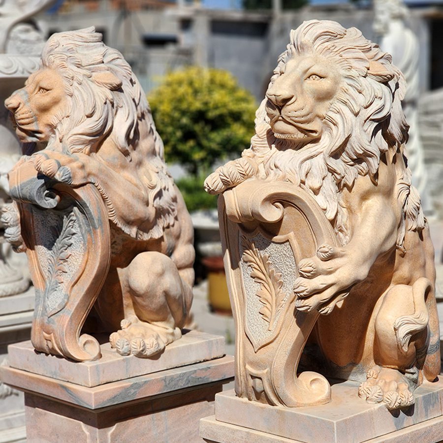 beige marble lion statue (9)