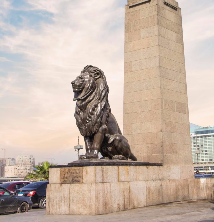 bronze lion statue