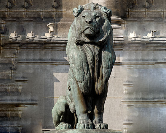 bronze sitting lion statue (1)