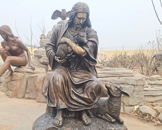 bronze jesus with sheep (2)