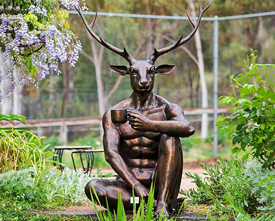 bronze deer man statue (1)
