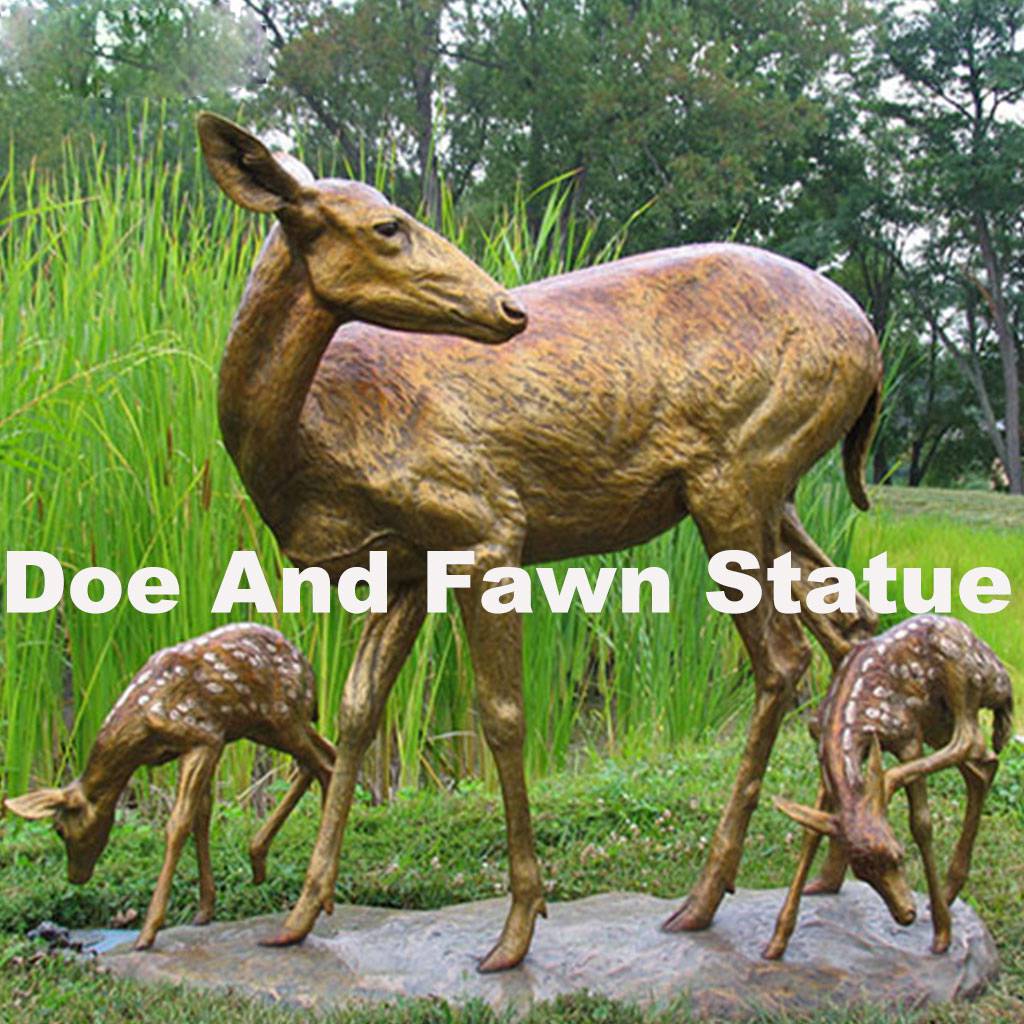 bronze doe-and-fawn-statue