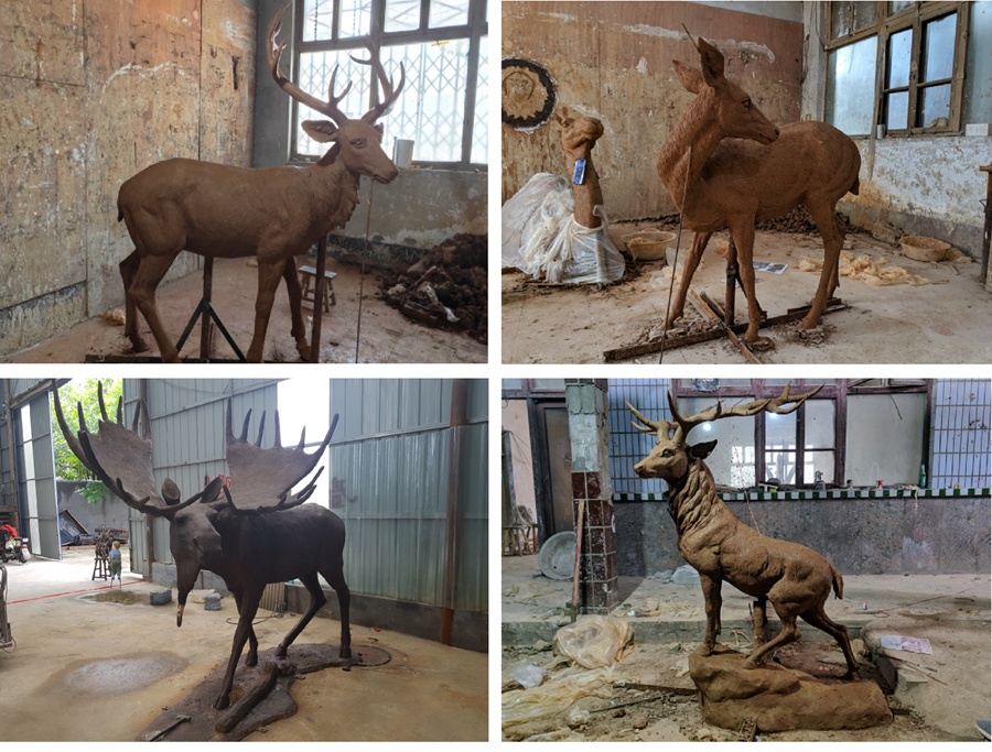 deer statue clay model (2)