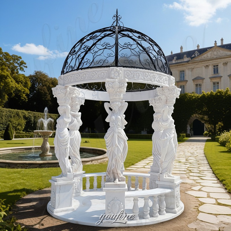 large gazebo with female statue