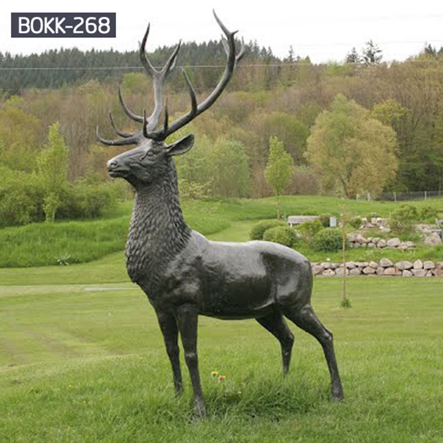life size brass deer statue