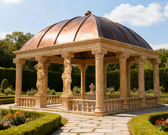 outdoor marble Roman column gazebo