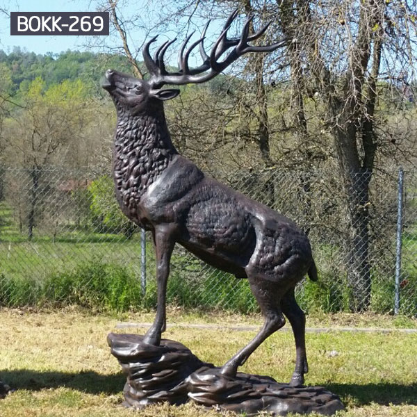 bronze stag garden statue