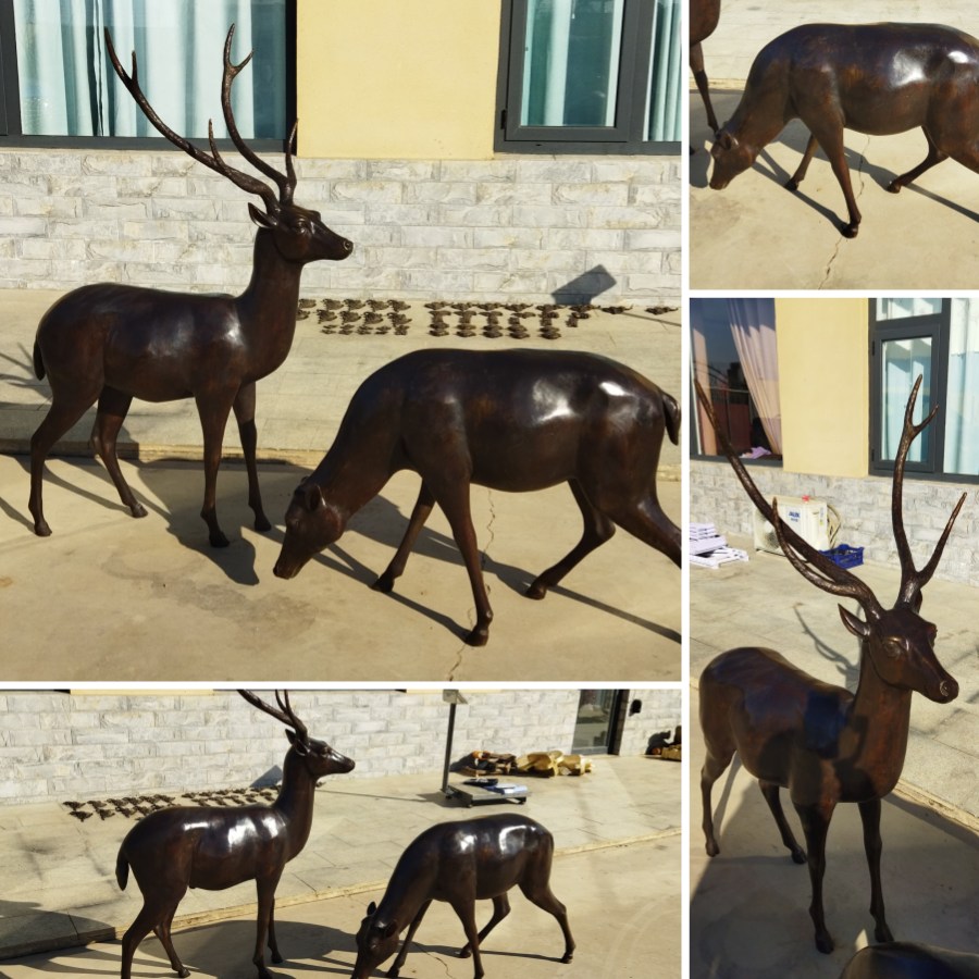 bronze deer garden statue (2)