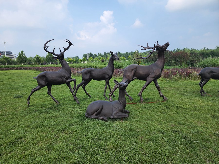 bronze deer garden statues (2)