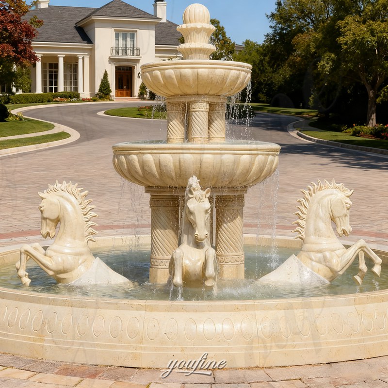 marble horse water fountain for outdoor