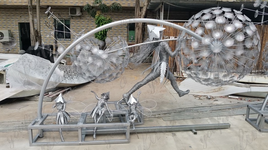 stainless steel wire fairy sculpture (4)