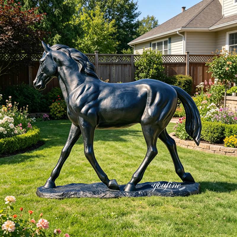 black life size horse sculptures