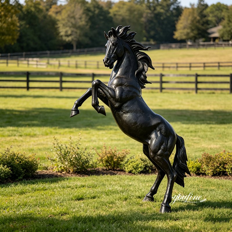bronze Rearing Horse Sculpture