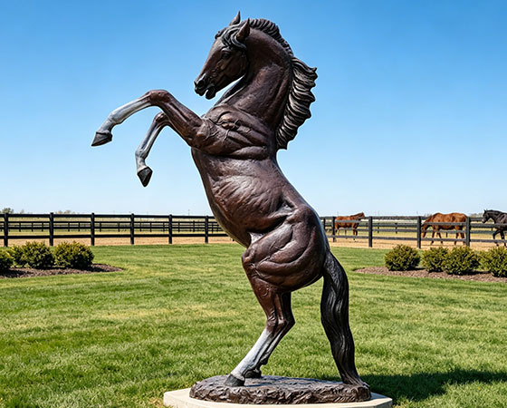 bronze Rearing Horse Statue