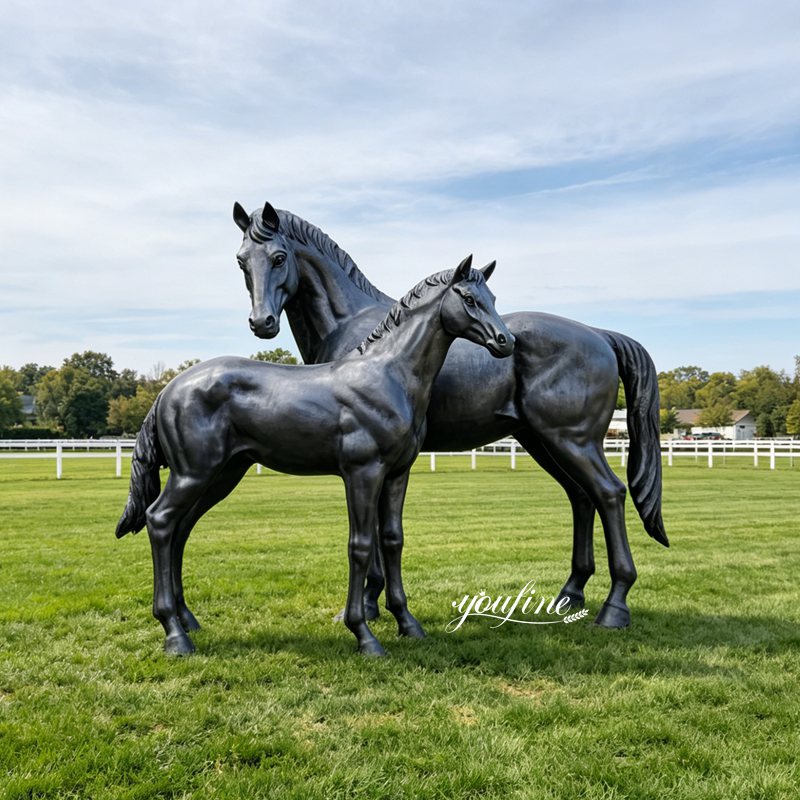 garden mare and foal statue