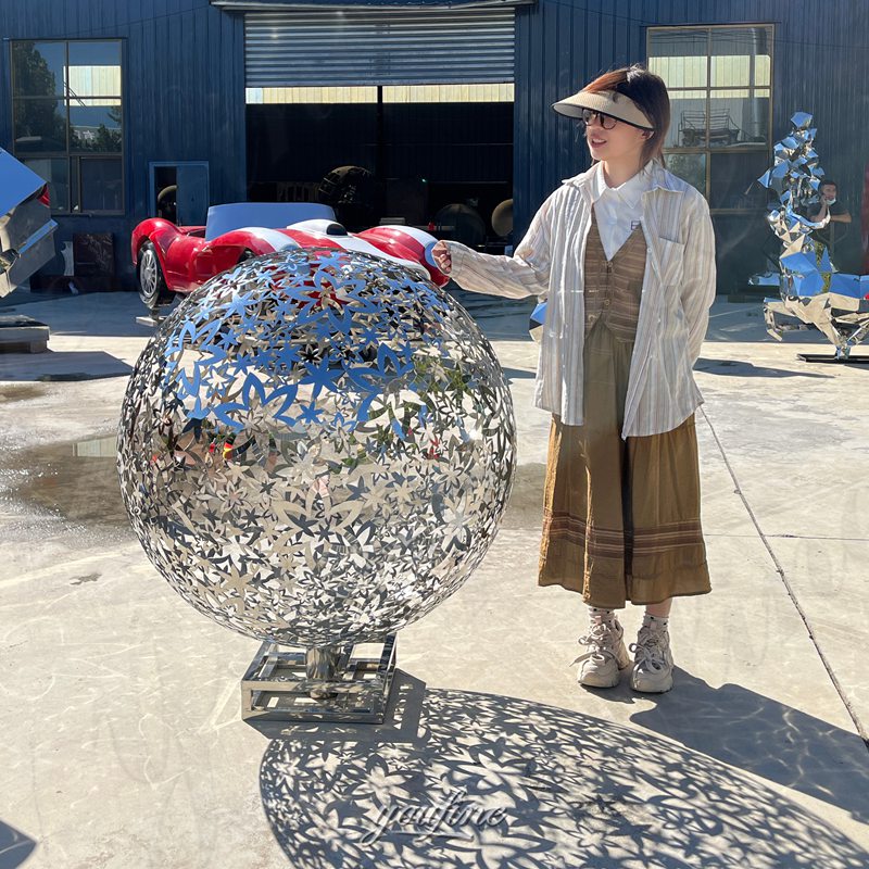 metal ball garden sculpture in factory