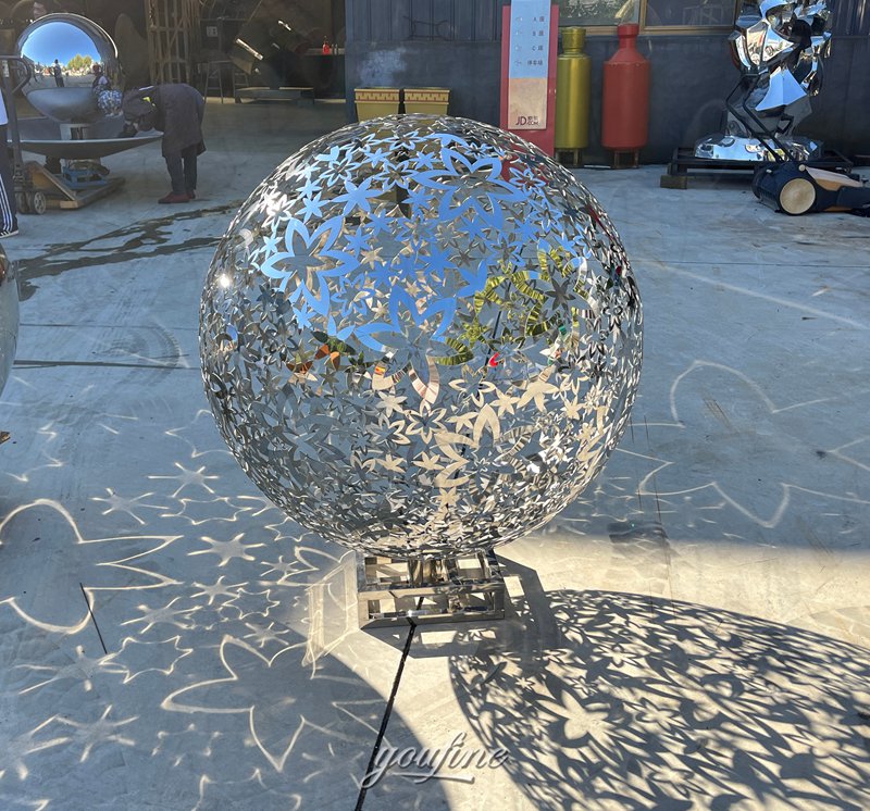 stainless steel ball garden sculpture