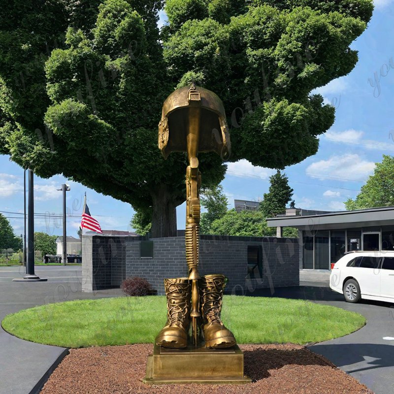 bronze fallen soldier battle cross statue 3
