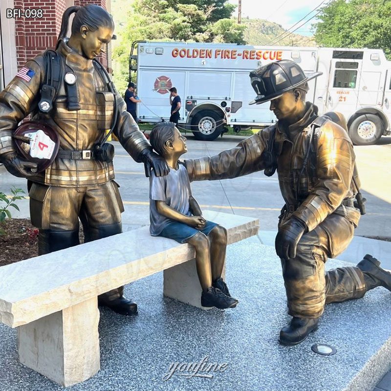 bronze firefighter statues