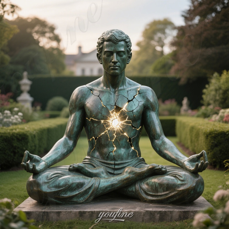 cracked light man sculpture