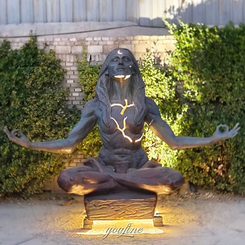 Cracked Light Woman Sculpture in bronze