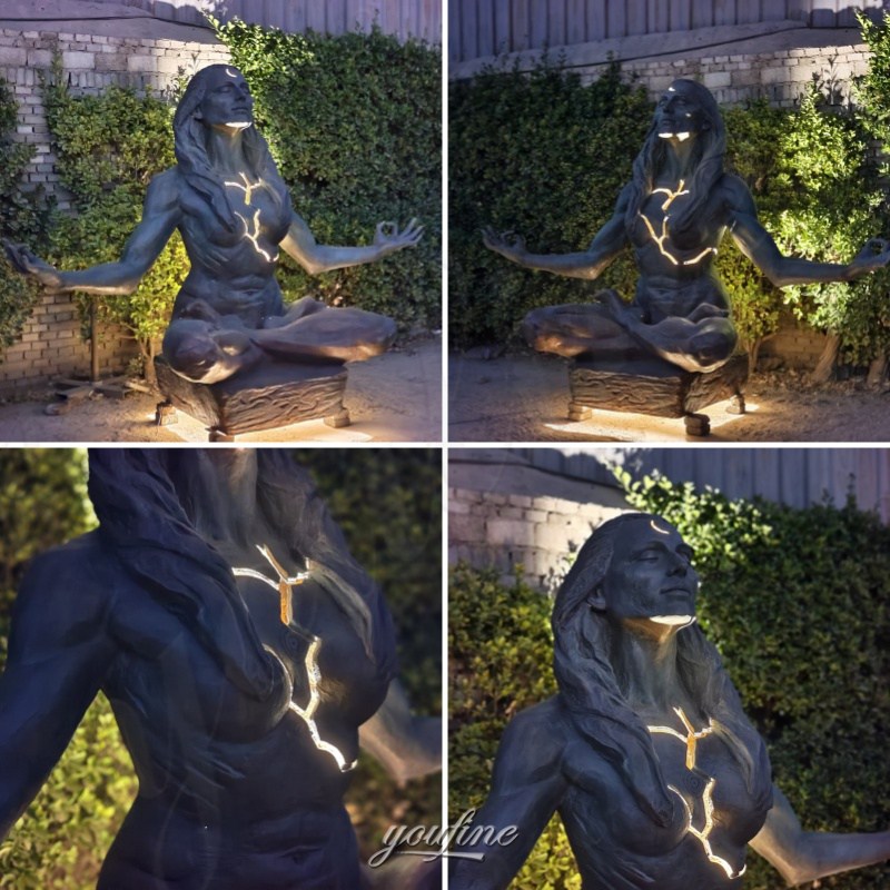 Cracked Light Woman Sculpture lighting effect