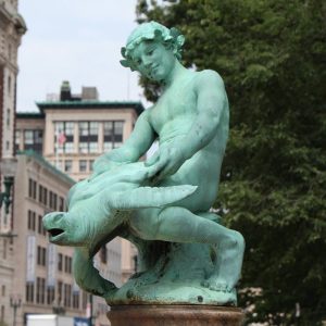 Bronze Turtle Boy Statue