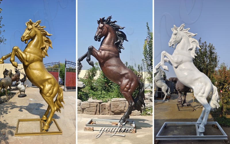 different color choices of golden horse statue