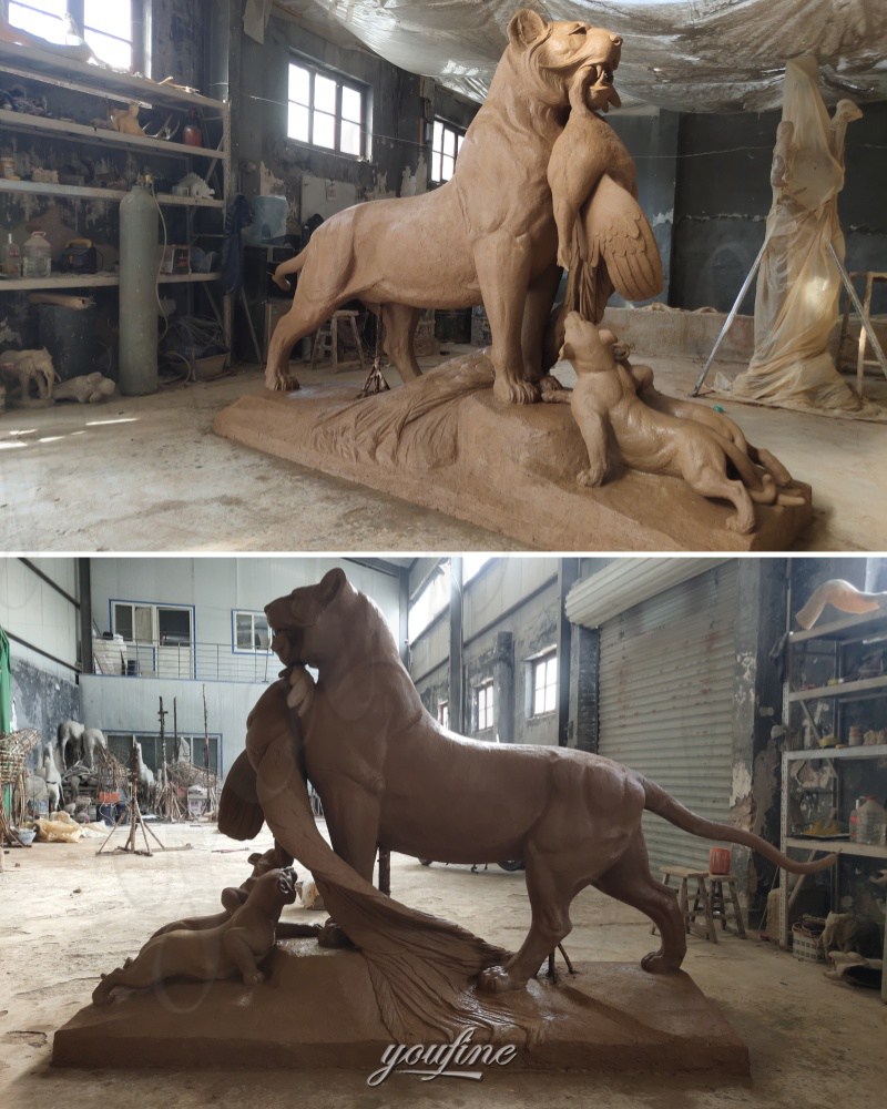 lion and lamb statue clay model