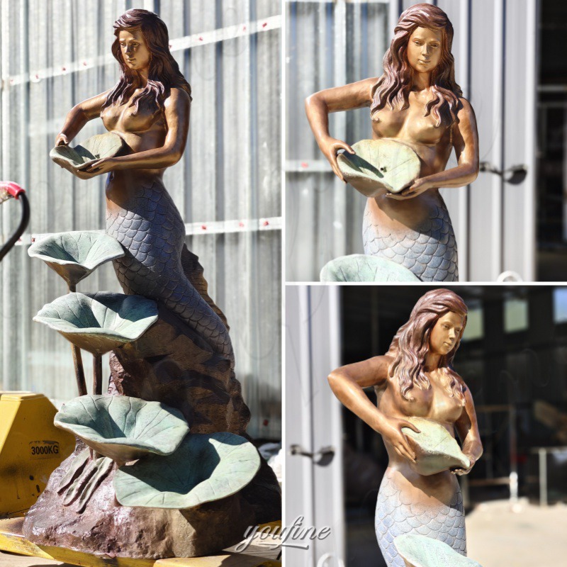 bronze mermaid fountain detail