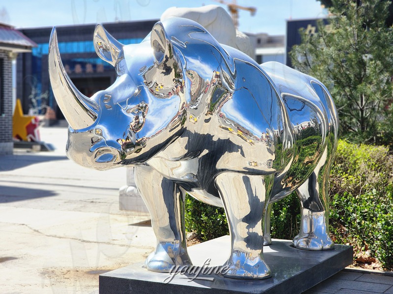 life size metal rhino sculpture