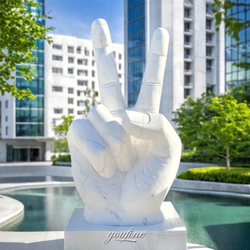 Marble yah hand sign sculpture