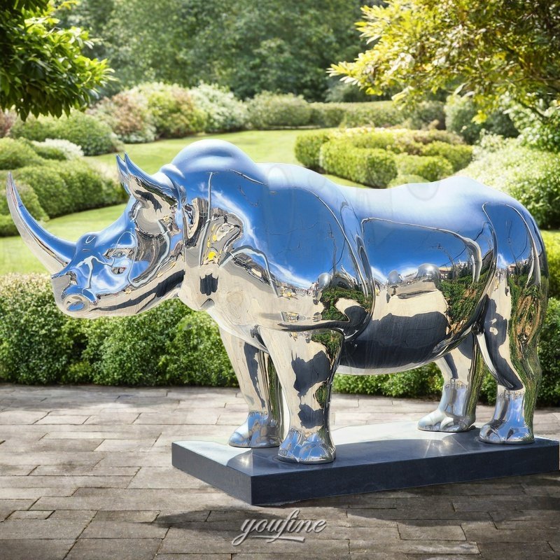 metal rhino sculpture