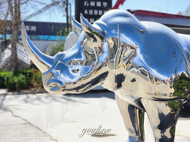 metal rhino statue