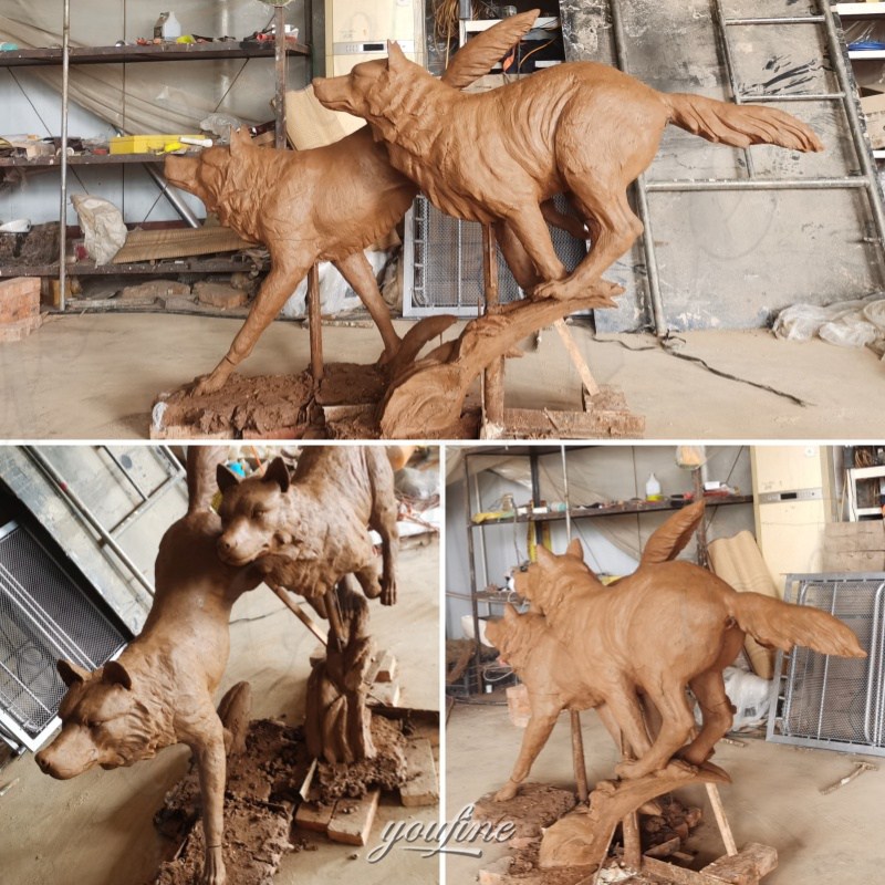 outdoor wolf statue clay model