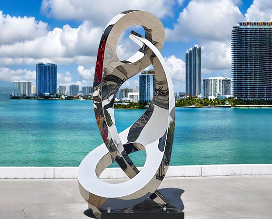 stainless steel tall abstract sculpture