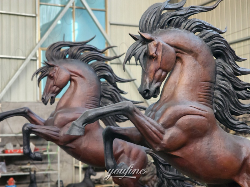 bronze jumping horse statues