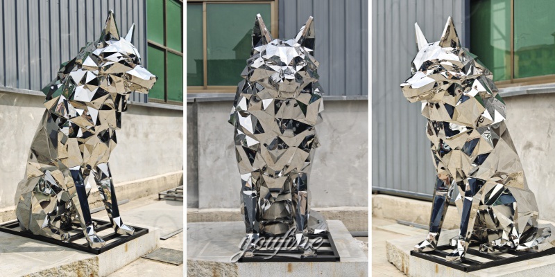 different angle of wolf sculpture