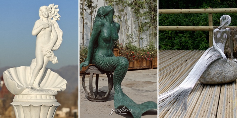 different material of water nymph statue