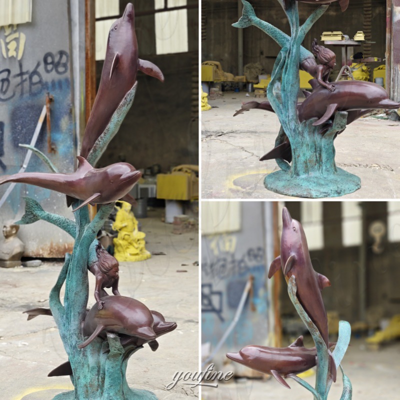 dolphin garden statue detail
