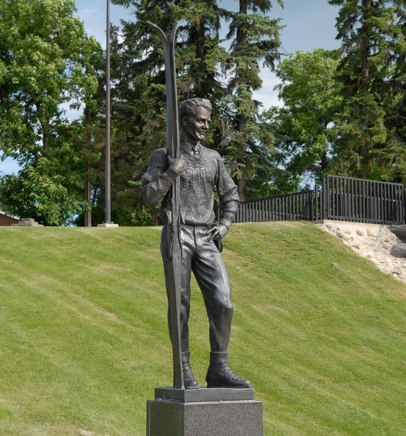 famous bronze skier sculpture