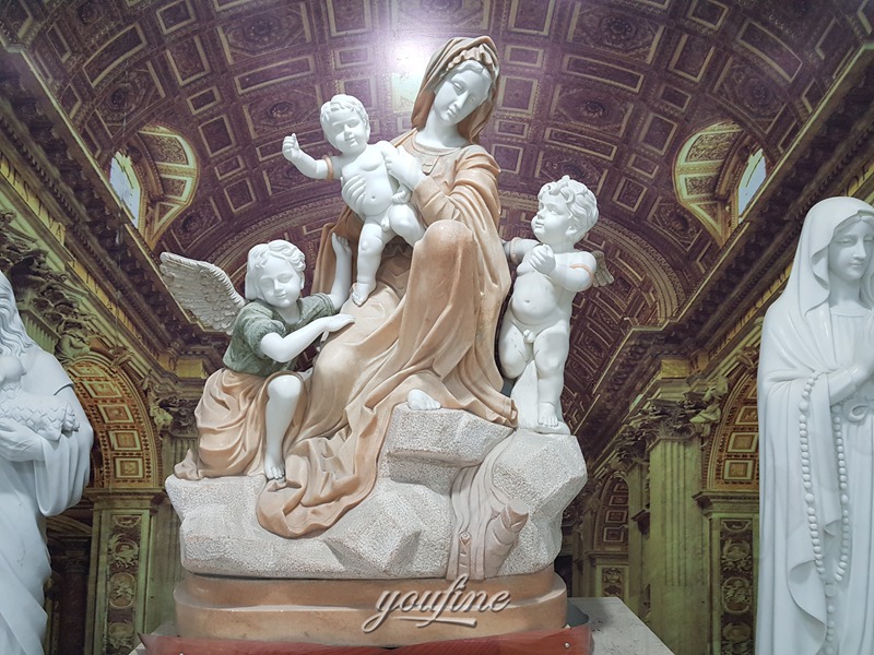 large madonna and child garden statue