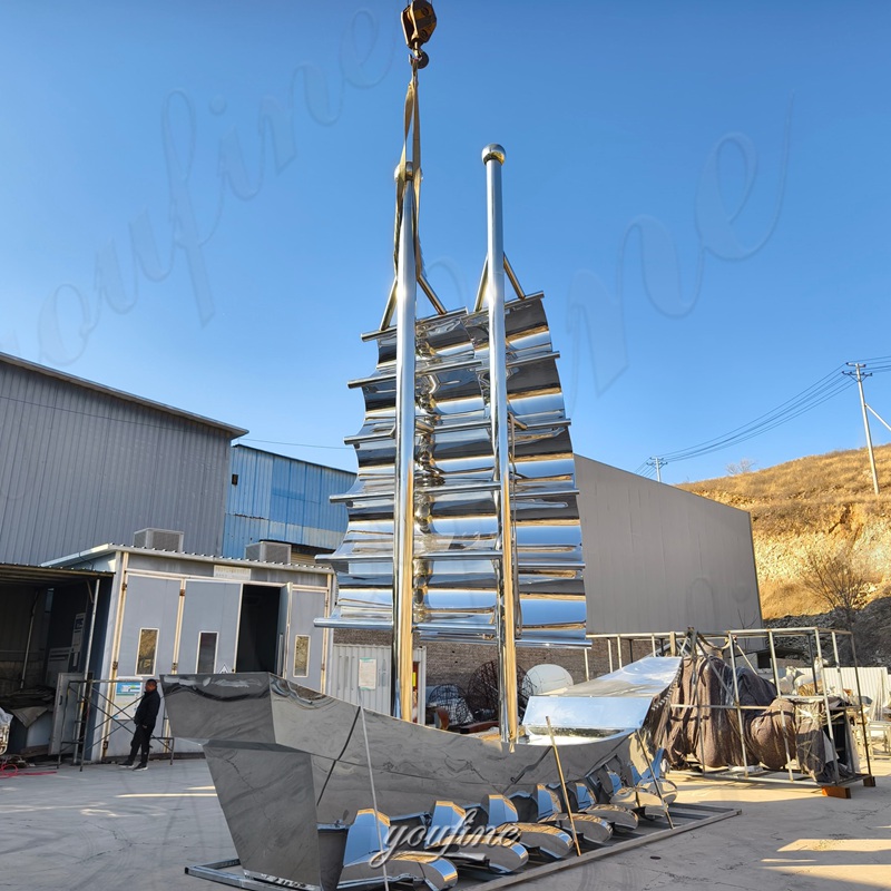 large metal boat sculpture