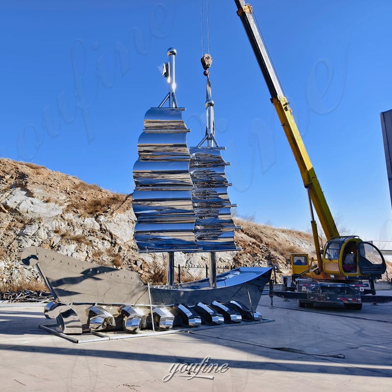 large metal sailboat sculpture for public