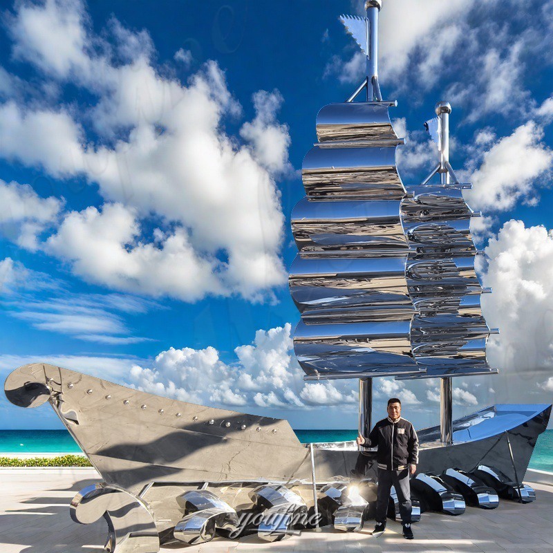 large metal sailboat sculpture for public