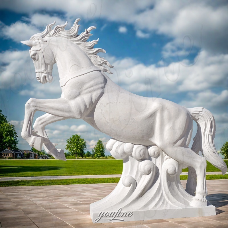 large white horse marble statue