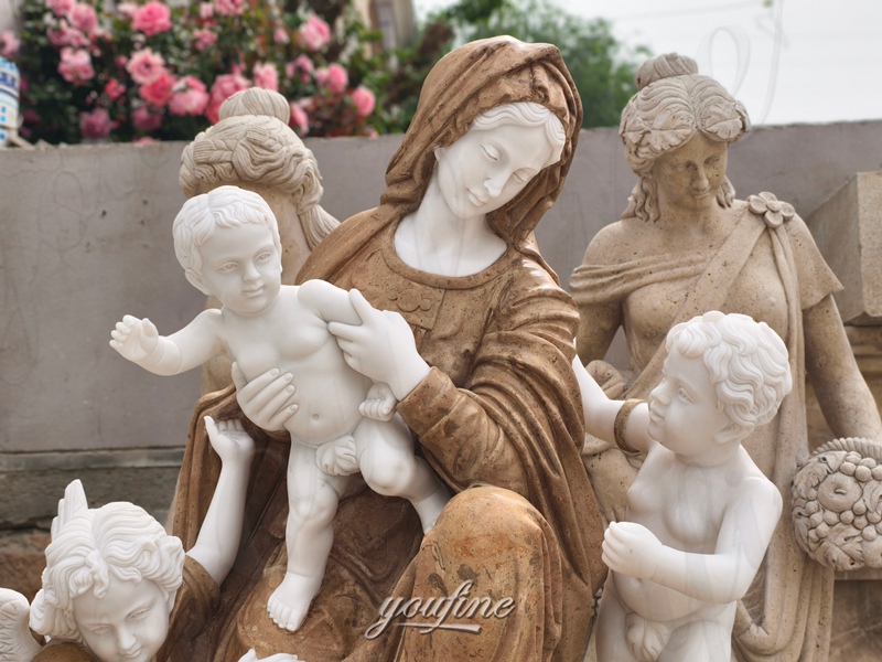 madonna and child garden statue details
