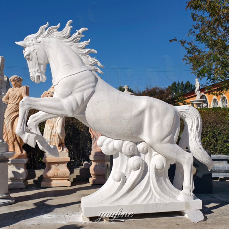 marble large white horse sculpture