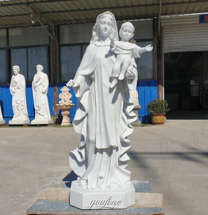marble statue of Mary and baby Jesus